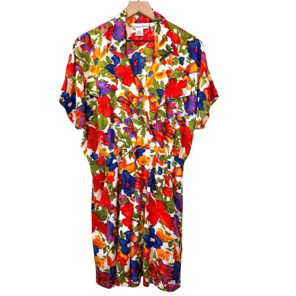 Vintage Floral Romper Size L One Piece Playsuit Tropical Summer‎ Resort Beach